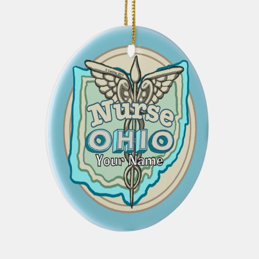 Ohio Nurse Caduceus Keramisch Ornament (Rechts)