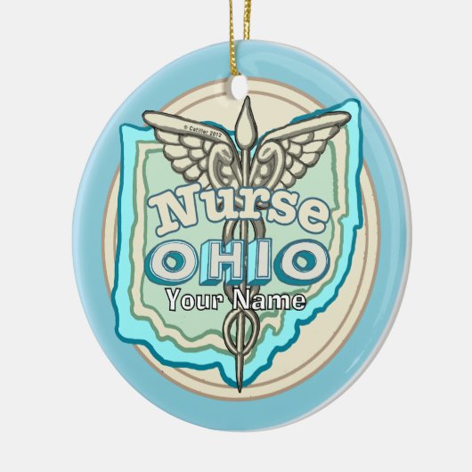 Ohio Nurse Caduceus Keramisch Ornament (Links)