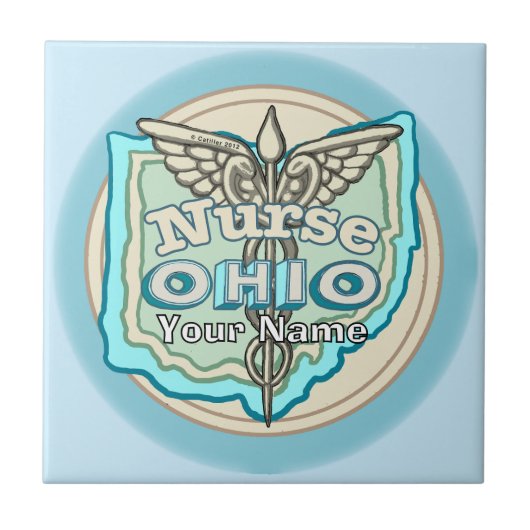 Ohio Nurse Caduceus Tile Tegeltje (Voorkant)