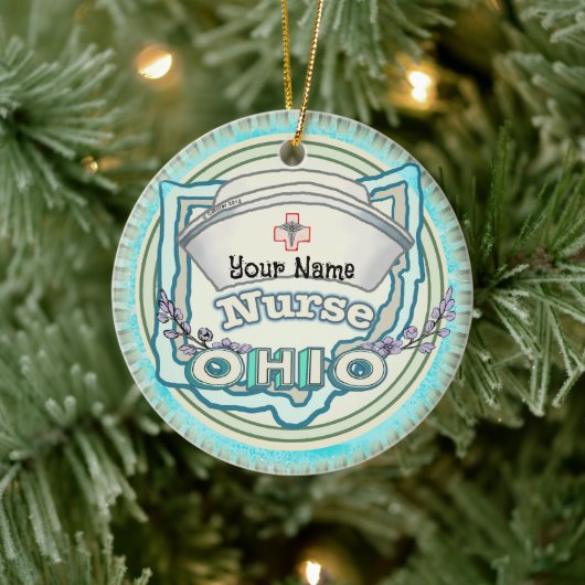 Ohio Nurse Keramisch Ornament (Boom)