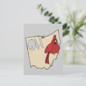 Ohio OH Map & Kardinaal Bird Cartoon Art Motto Briefkaart (Staand voorkant)