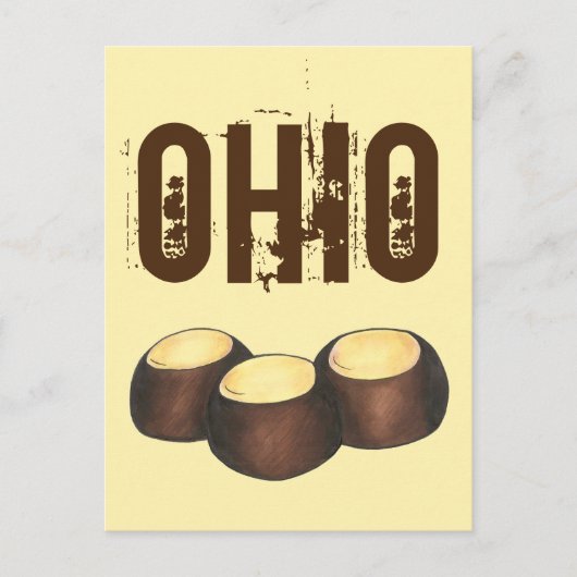 Ohio OH Peanut Butter Buckeye Eye Nut Snoep Briefkaart (Voorkant)