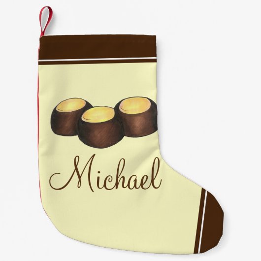 Ohio OH Peanut Butter Buckeye Eye Nut Snoep Kleine Kerstsok (Voorkant)