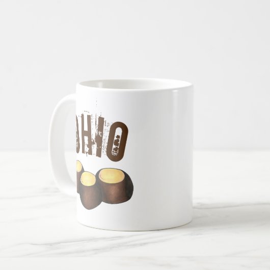 Ohio OH Peanut Butter Buckeye Eye Nut Snoep Koffiemok (Voorkant links)