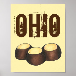 Ohio OH Peanut Butter Buckeye Eye Nut Snoep Poster