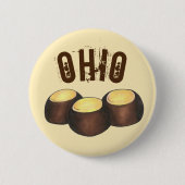 Ohio OH Peanut Butter Buckeye Eye Nut Snoep Ronde Button 5,7 Cm (Voorkant)