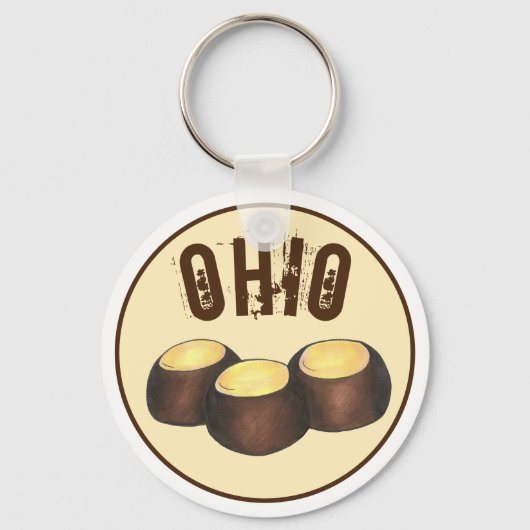 Ohio OH Peanut Butter Buckeye Eye Nut Snoep Sleutelhanger (Voorkant)