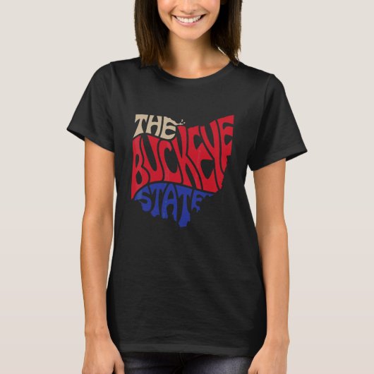 Ohio Oh Us State Shape Motto T-shirt (Voorkant)