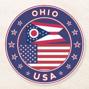 Ohio, Ohio t-shirt, Ohio-sticker, telefooncel Ronde Kartonnen Onderzetter