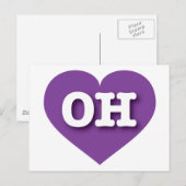 Ohio Paars Heart - Ik hou van OH Briefkaart (Voorkant / Achterkant)