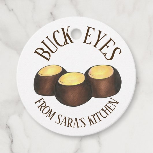 Ohio Peanut Butter Buckeye Snoep Homemade gemaakt  Bedankjes Labels (Voorkant)