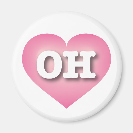 Ohio Pink Fade Heart - Ik hou van OH Magneet (Voorkant)