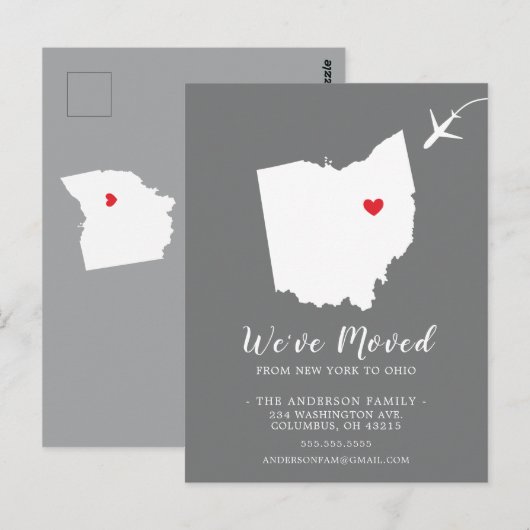 OHIO-postkaart van de staat die de aankondiging ve Briefkaart (Voorkant / Achterkant)