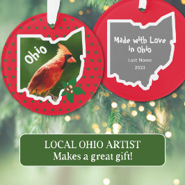 Ohio Pride Christmas Cardinal en Buckeye Ornament