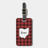 Ohio | Red & Black Buffalo Plaid Home State Bagagelabel (Voorkant verticaal)