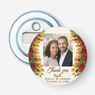 Ohio Red Carnation Trouwflesopenermagneet Button Flesopener