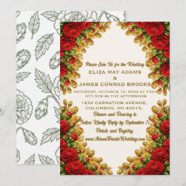 Ohio Red Carnation Vertical Wedding Invitation Save The Date