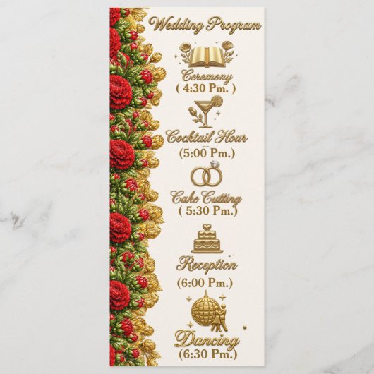 Ohio Red Carnation Wedding Program Card Programmakaart (Voorkant)