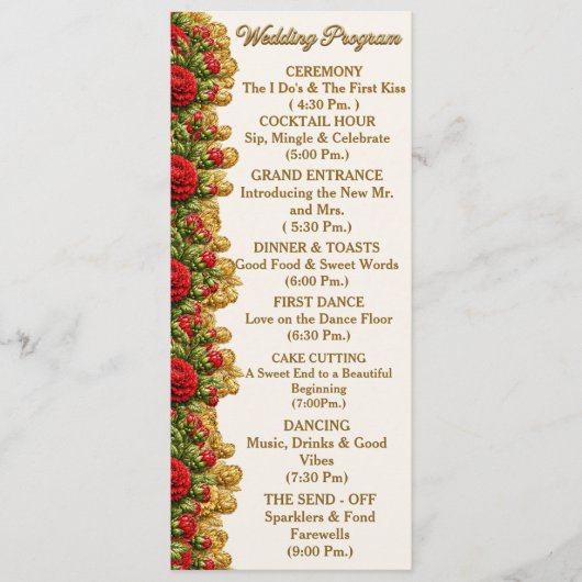 Ohio Red Carnation Wedding Program Card Programmakaart (Voorkant)