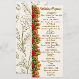 Ohio Red Carnation Wedding Program Card Programmakaart