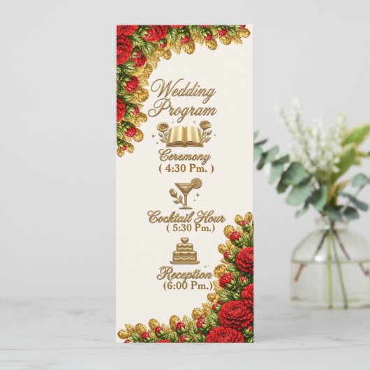 Ohio Red Carnation Wedding Program Card Programmakaart (Staand voorkant)