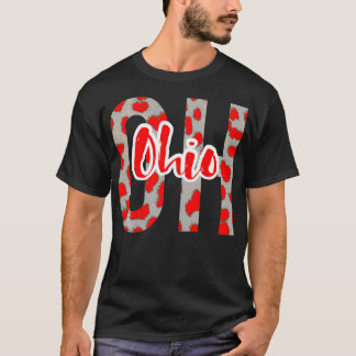 Ohio Red Leopard Cheetah Travel Vakantie Souvenir T-shirt