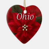 Ohio Red Poinsettia Heart Keepomwille Ornament (Rechts)
