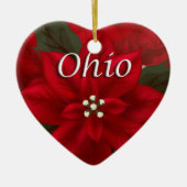 Ohio Red Poinsettia Heart Keepomwille Ornament (Voorkant)