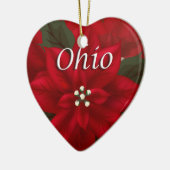Ohio Red Poinsettia Heart Keepomwille Ornament (Links)