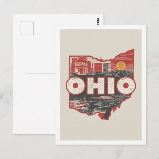 Ohio Retro Travel Design Iconische Verenigde State Briefkaart (Voorkant / Achterkant)