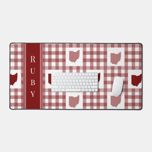 Ohio Rode Gingham Bureaumat (Keyboard & Muis)