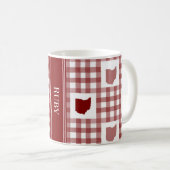 Ohio Rode Gingham Koffiemok (Voorkant rechts)