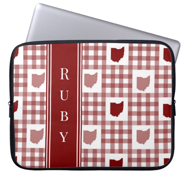 Ohio Rode Gingham Laptop Sleeve (Voorkant)