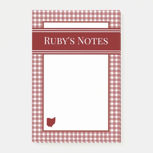 Ohio Rode Gingham Post-it® Notes (Voorkant)