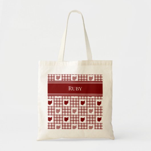 Ohio Rode Gingham Tote Bag (Voorkant)