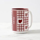 Ohio Rode Gingham Tweekleurige Koffiemok (Voorkant rechts)