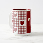 Ohio Rode Gingham Tweekleurige Koffiemok (Voorkant links)