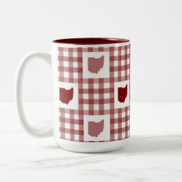 Ohio Rode Gingham Tweekleurige Koffiemok