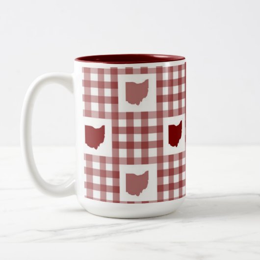 Ohio Rode Gingham Tweekleurige Koffiemok (Links)