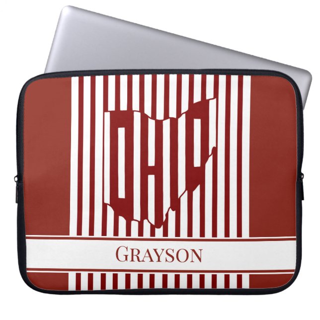 Ohio Rode Streep Laptop Sleeve (Voorkant)