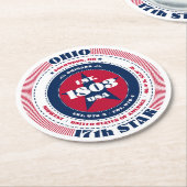 Ohio Rood Wit Blauw Typografie Ronde Kartonnen Onderzetter (Gebogen)