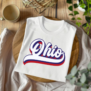Ohio Rood Wit en Blauw Script T-shirt
