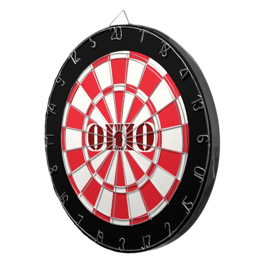 OHIO rood zwart en wit Dartbord (Voorkant Rechts)