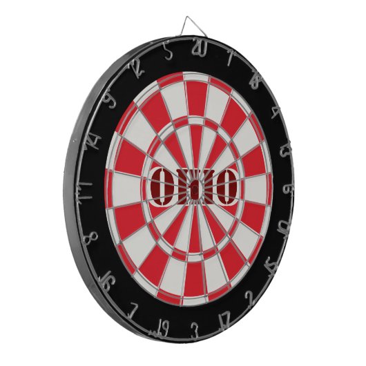 OHIO rood zwart en wit Dartbord (Voorkant Links)