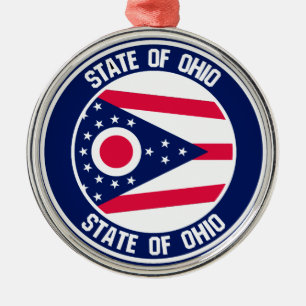 Ohio Round Emblem Metalen Ornament