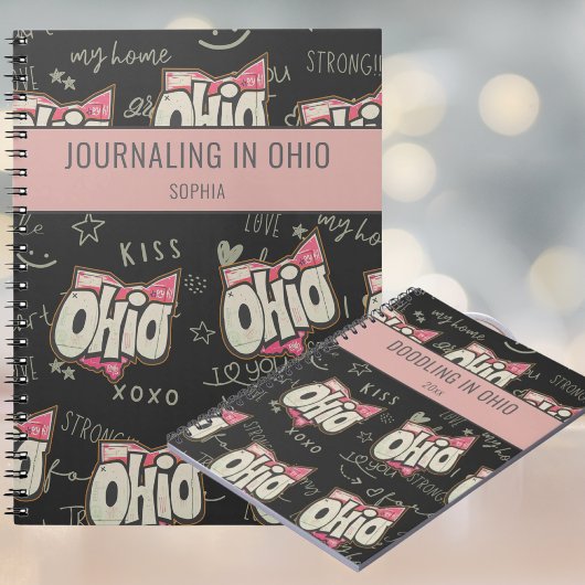 Ohio roze zwarte journaling schetsen Notitieboek