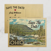 Ohio Save the Date Mountains River Snow Aankondigingskaart (Voorkant / Achterkant)