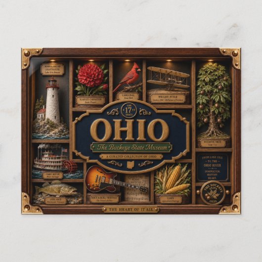 Ohio-schaduwdoos 3D figuur staat Briefkaart (Voorkant)