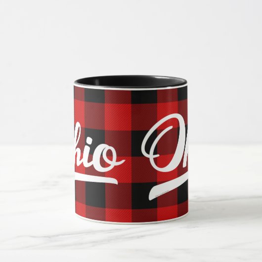 Ohio Script Red Buffalo Check Pattern Souvenir Mok (Midden)