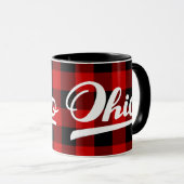 Ohio Script Red Buffalo Check Pattern Souvenir Mok (Voorkant rechts)